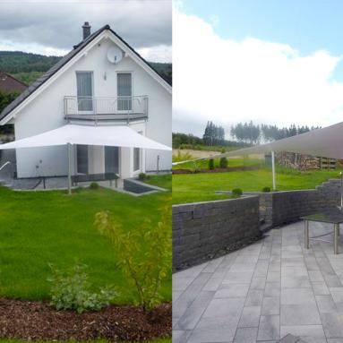 25 Sonnensegel, tempotäre Beschattung / Wetterschutz