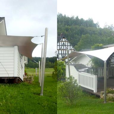 33 Sonnensegel, tempotäre Beschattung / Wetterschutz