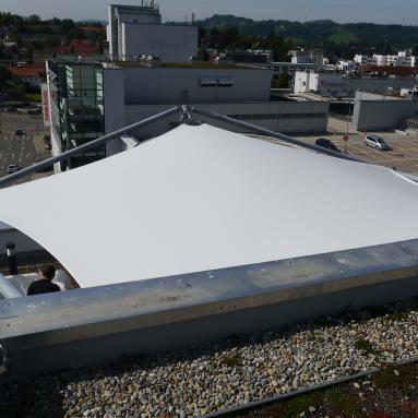 Textile Architektur auf Sonnenterasse, Mebranbau, Kempten