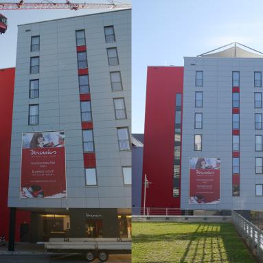 Textile Architektur auf Sonnenterasse, Mebranbau, Kempten